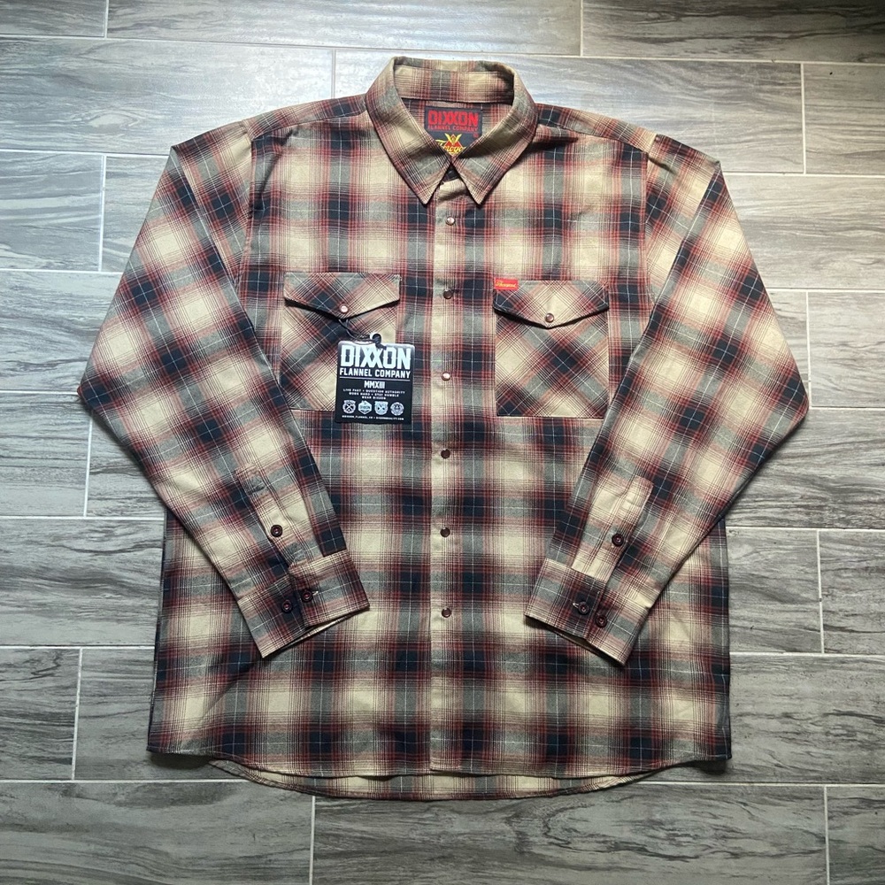 DIXXON Men's Plaid Shirt - Red and Beige